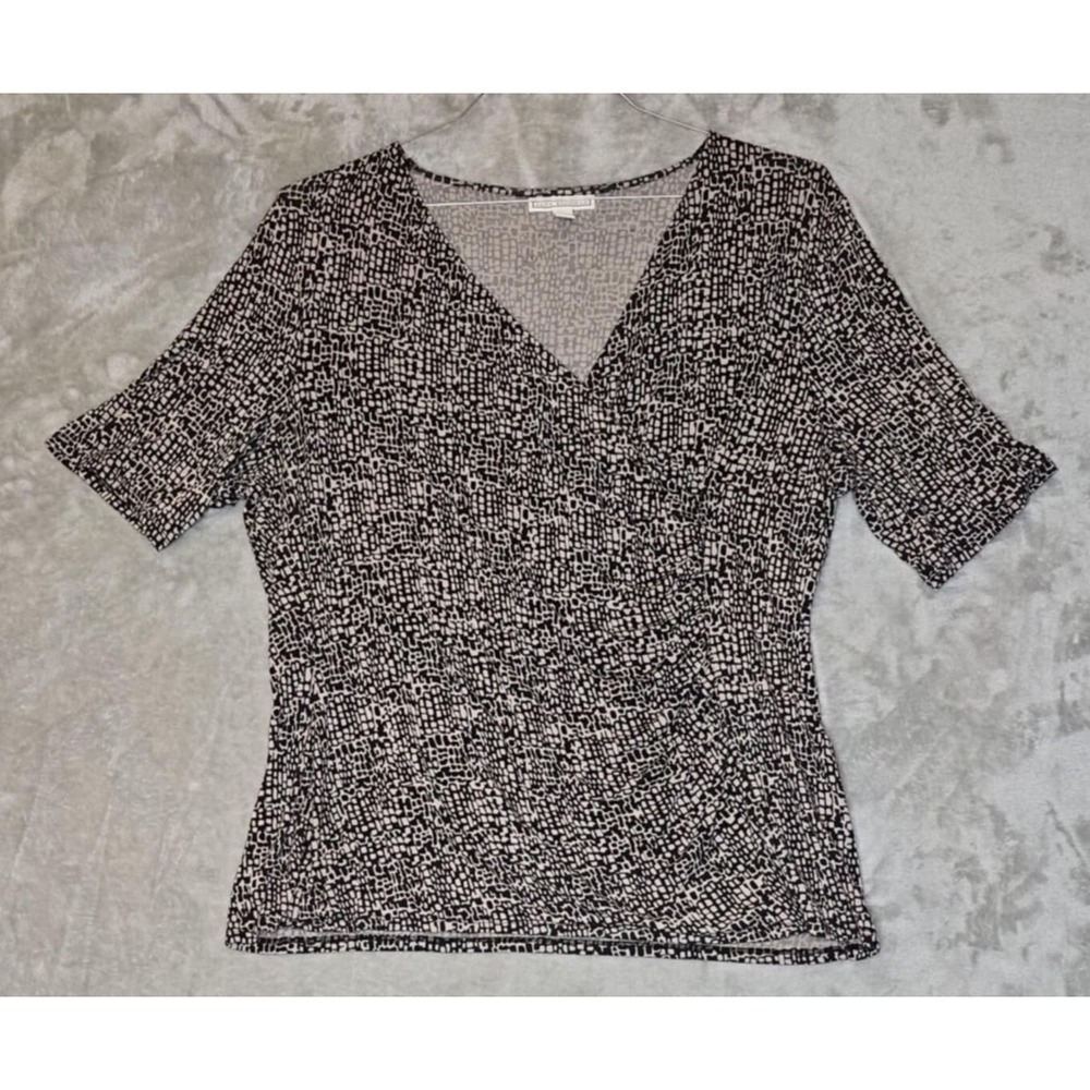 Dana Buchman Top Womens XXL Faux Wrap Surplice Art Breathable Stretch V Neck